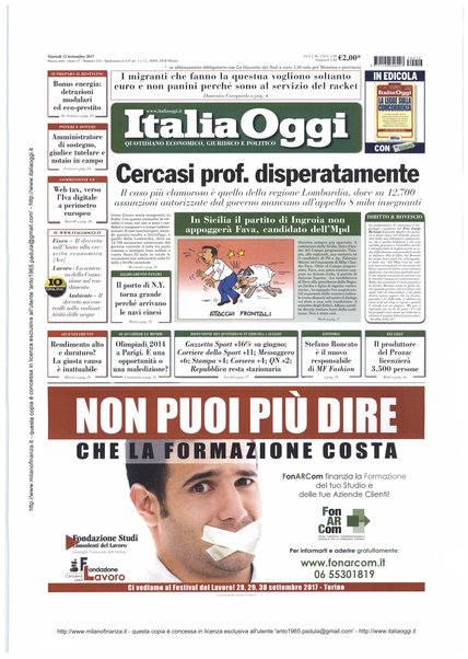 Italia oggi : quotidiano di economia finanza e politica